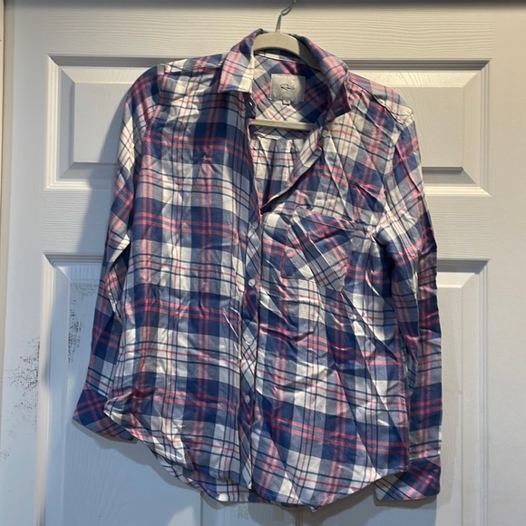 New! Rails Hunter Blue and Pink Plaid Flannel Shirt XS - Picture 1 of 7
